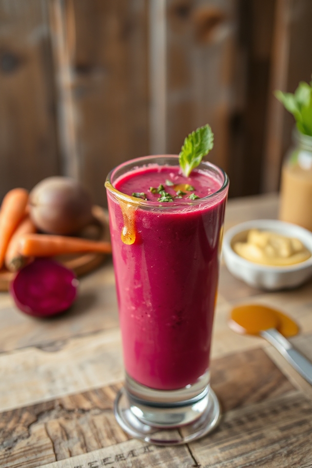 beet smoothie blending process