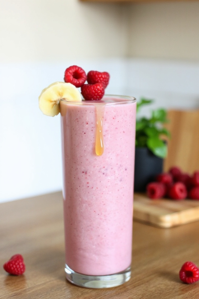 delicious banana raspberry smoothie