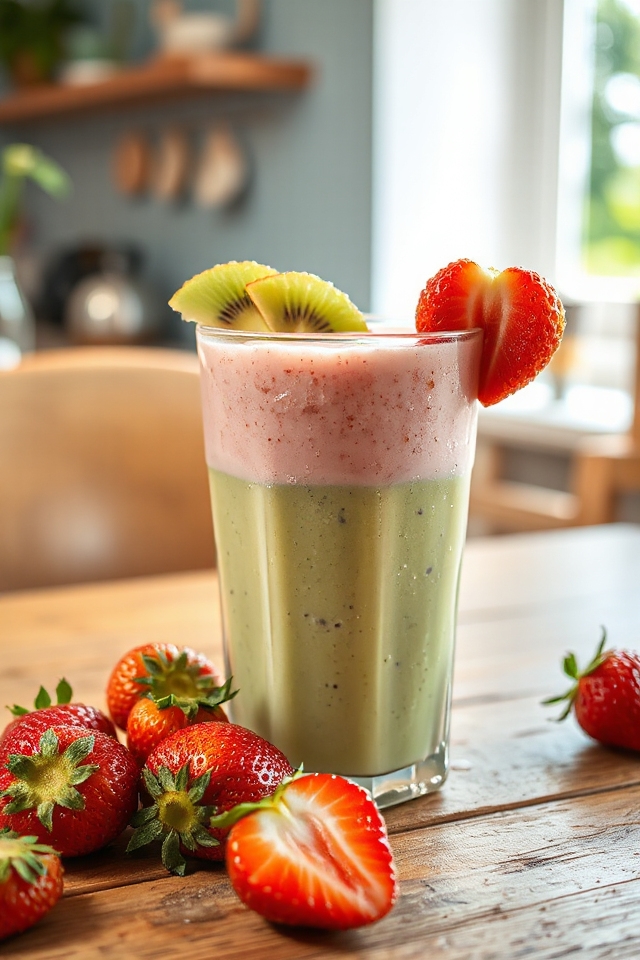 delicious kiwi strawberry smoothie