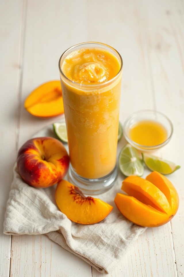 peach mango smoothie preparation