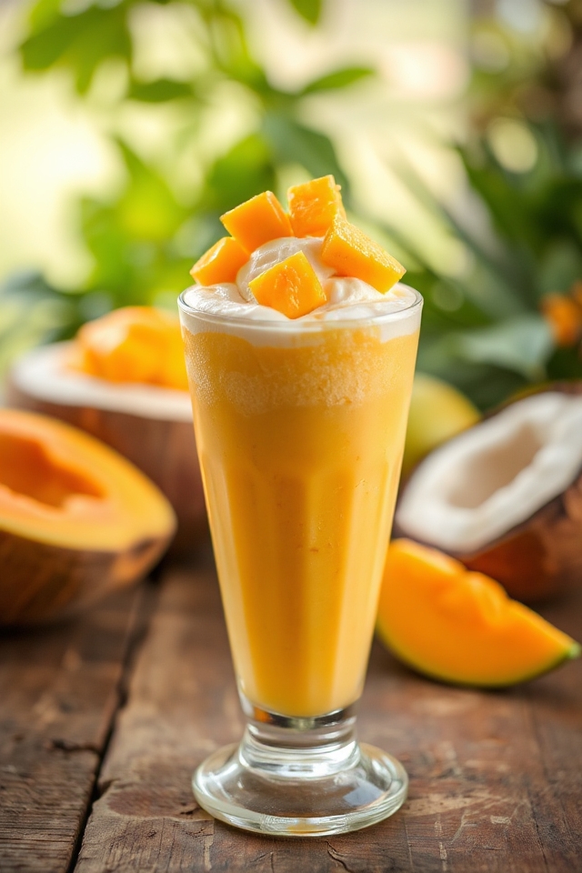 tropical mango papaya smoothie